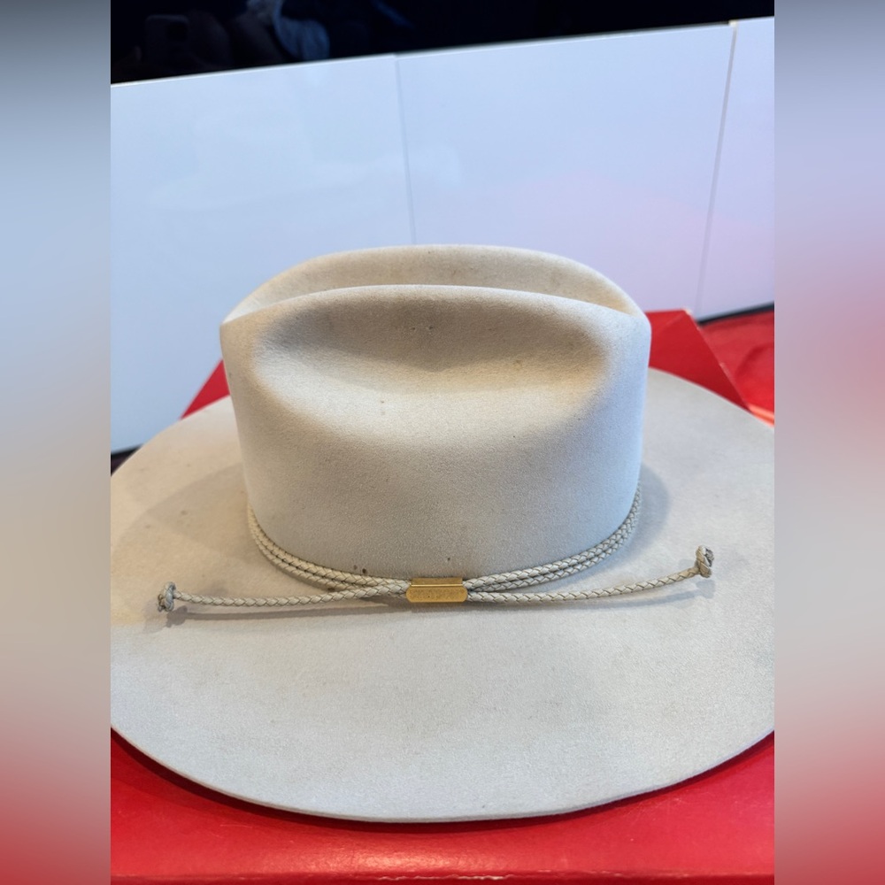 Stetson Cream Felt Cowboy Hat with Brown Leather Sweatband